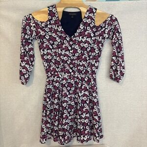 Banana‎ Republic Womens Size 6 Dress Floral Cut Out Shoulder Stretch Midi Flirty